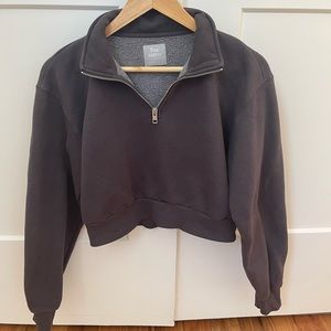 Aritzia TNA Cozy AF boxy cropped quarter zip pullover sweatshirt